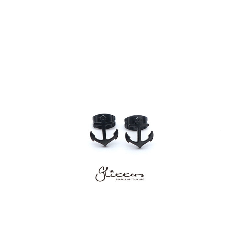 Stainless Steel Anchor Stud Earrings-Silver | Gold | Black-earrings, Jewellery, Men's Earrings, Men's Jewellery, Stainless Steel, Stud Earrings, Women's Earrings, Women's Jewellery-er1434-2-Glitters