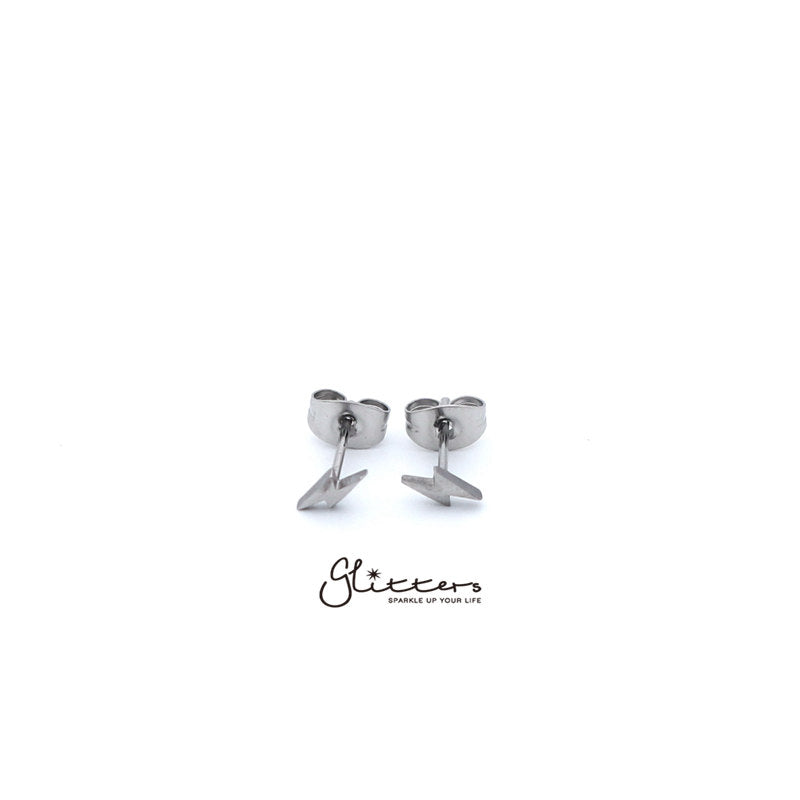 Stainless Steel Lightning Stud Earrings-Silver | Gold | Black-earrings, Jewellery, Men's Earrings, Men's Jewellery, Stainless Steel, Stud Earrings, Women's Earrings-er1437-1-Glitters