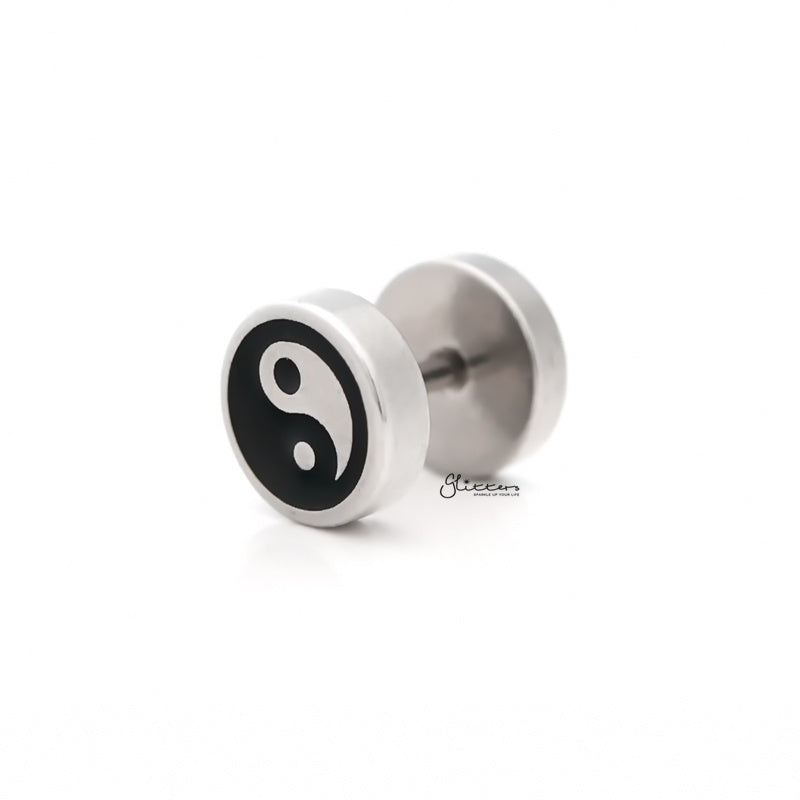 Yin Yang Fake Plug Earring - Silver-Body Piercing Jewellery, earrings, Fake Plug, Jewellery, Men's Earrings, Men's Jewellery, Stainless Steel-fp0163-s-3_800-Glitters