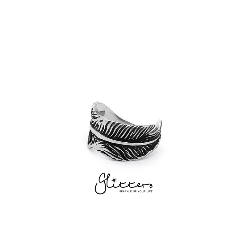 Stainless Steel Feather Cast Ring-Jewellery, Men's Jewellery, Men's Rings, Rings, Stainless Steel, Stainless Steel Rings, Women's Jewellery, Women's Rings-sr0105_2-Glitters