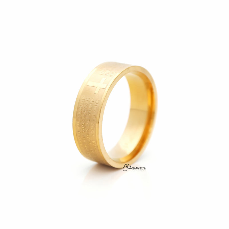 Stainless Steel Our Father Prayer Band Ring - Gold-Jewellery, Men's Jewellery, Men's Rings, Rings, Stainless Steel, Stainless Steel Rings-sr0283-1_800-Glitters