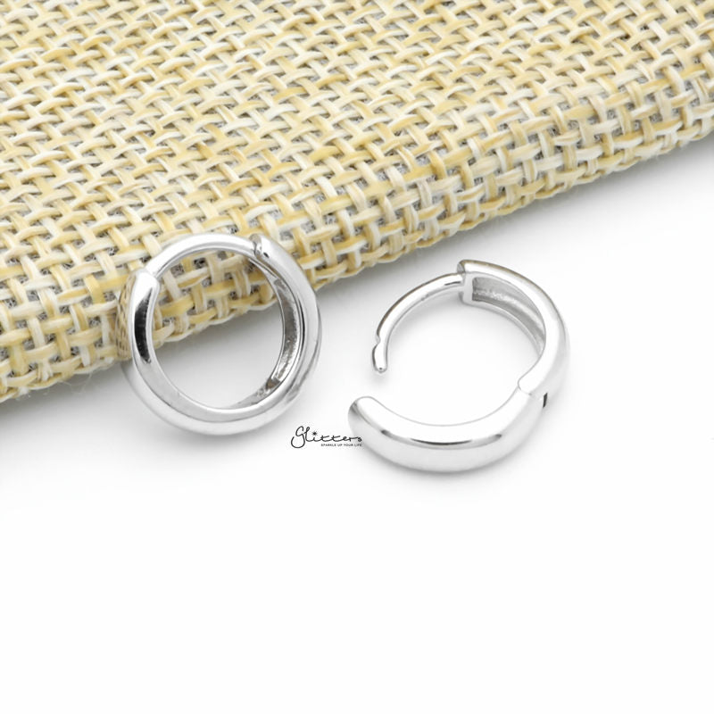 Sterling Silver 3mm One-Touch Huggie Hoop Earrings - Silver-earrings, Hoop Earrings, Jewellery, Men's Earrings, Men's Jewellery, Women's Earrings, Women's Jewellery-sse0421-s2_1-Glitters