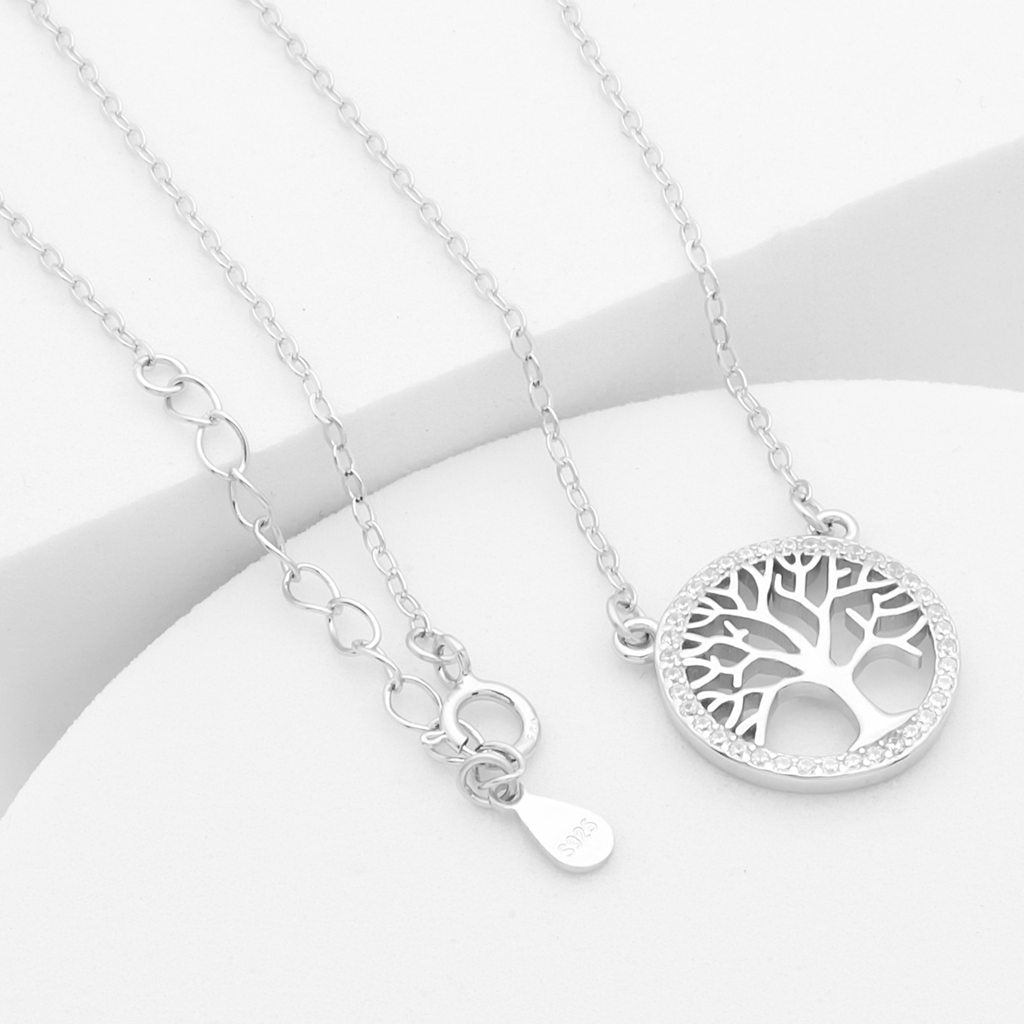 Sterling Silver Tree of Life Necklace-Cubic Zirconia, Jewellery, Necklaces, New, Sterling Silver Necklaces, Women's Jewellery, Women's Necklace-ssp0175-S4_1000-Glitters