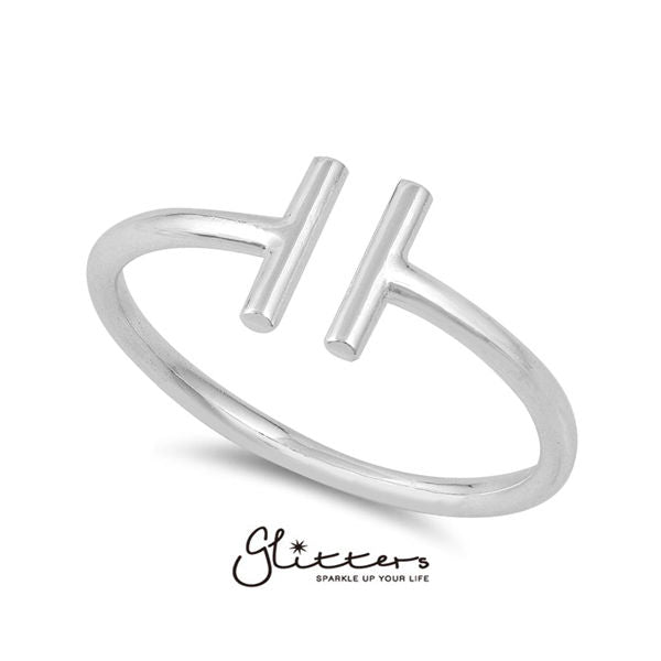 Sterling Silver Double Bar T Women's Rings-Jewellery, Rings, Sterling Silver Rings, Women's Jewellery, Women's Rings-ssr0023-2-Glitters