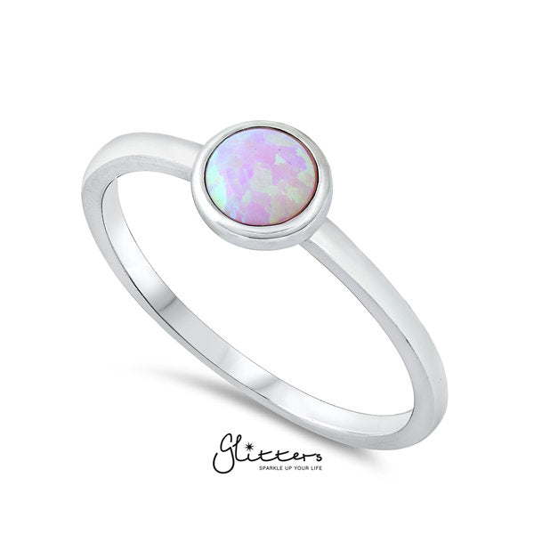 Sterling Silver Pink Circle Opal Women's Rings-Jewellery, Rings, Sterling Silver Rings, Women's Jewellery, Women's Rings-ssr0030-2-Glitters
