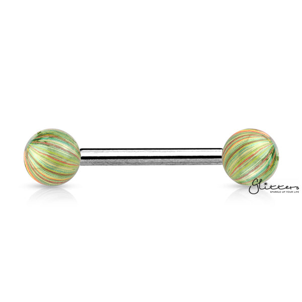 316L Surgical Steel Tongue Barbells with Multi Colour Plated Balls-Body Piercing Jewellery, Tongue Bar-tr0002-mc-g-Glitters